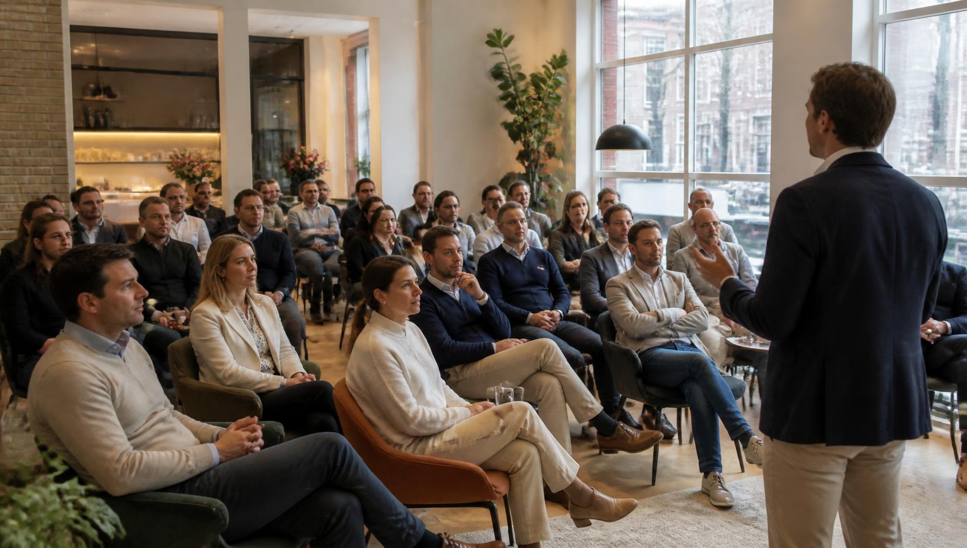 Deelnemers luisteren naar een spreker tijdens de vorige editie van het LeadLogic AI-event